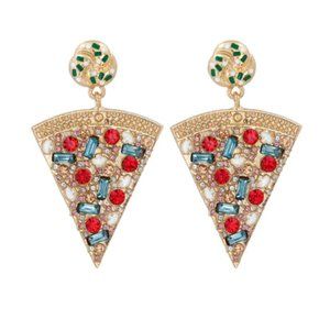 Pizza Slice Crystal Drop Earrings